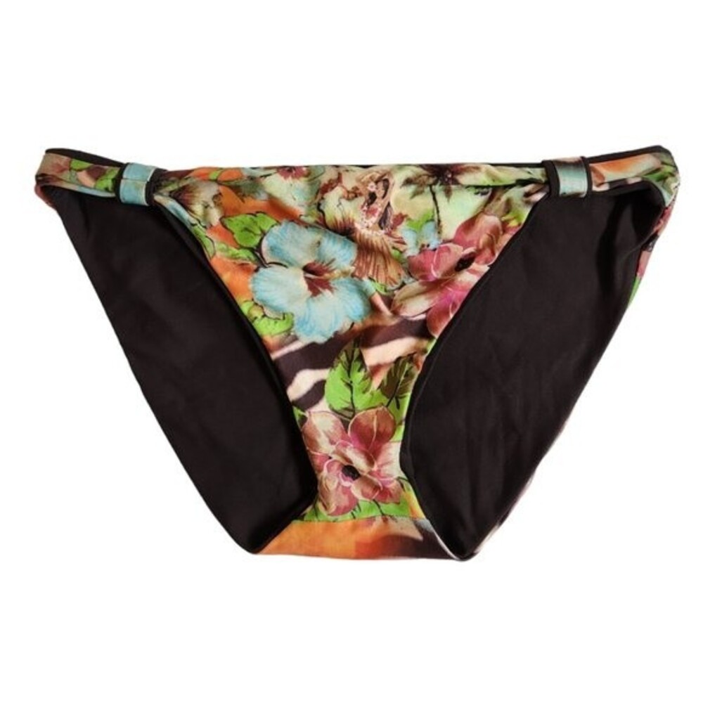 UNBRANDED brown blue pink hula girl floral print swim suit bottom sz UNKNOWN